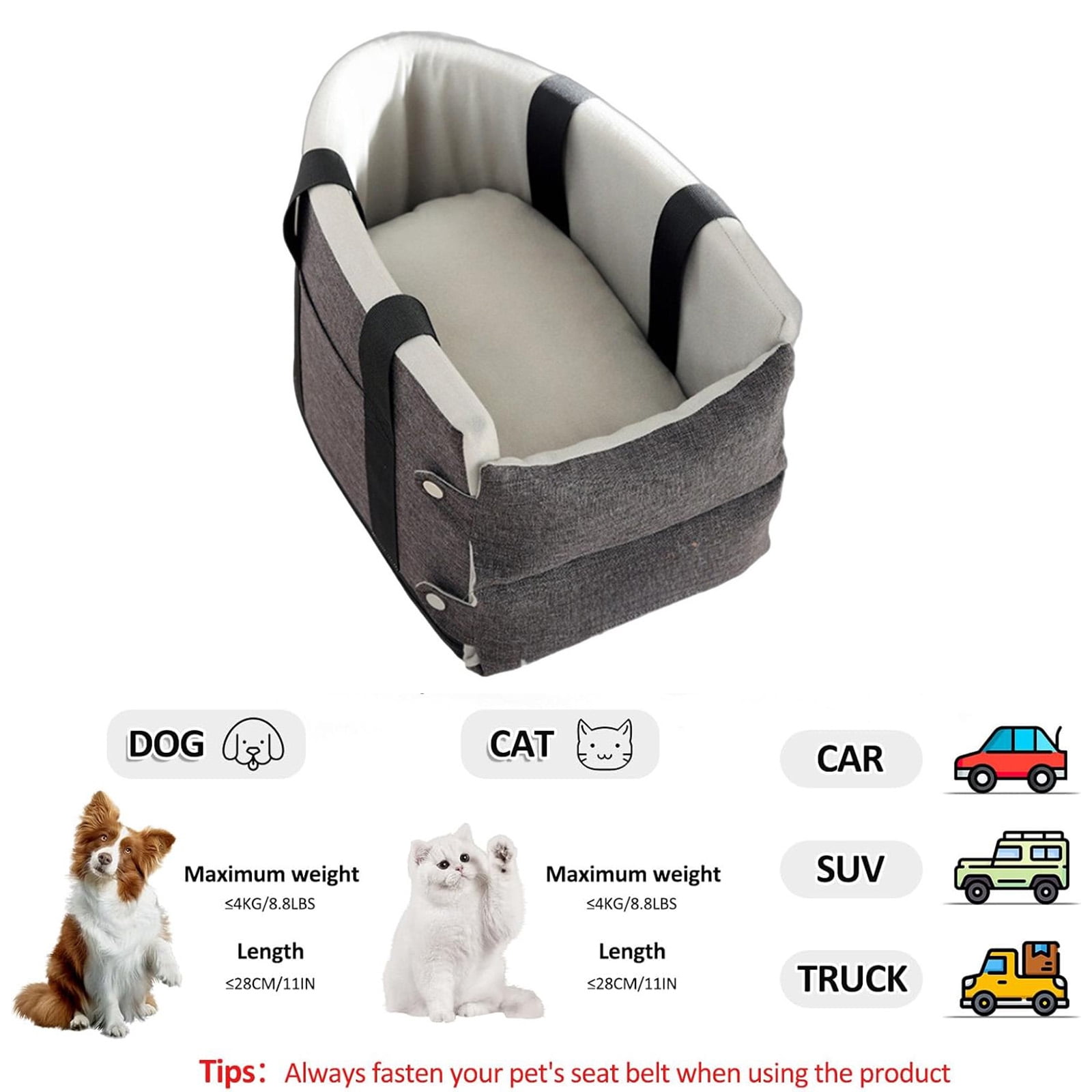 Center Console Dog Car Seat,Cat Car Seat,Small Dog Car Seat,Dog Car Seats For Small Dogs,Console Dog Car Seat,Cat Car Seat Center Console,Cat Seat For Car(Black 18in)Clearance from ANMUYUM