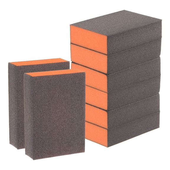 8pcs Sanding Sponge Blocks 800-1000 Grits Block 100x70x25mm, Brown&Orange