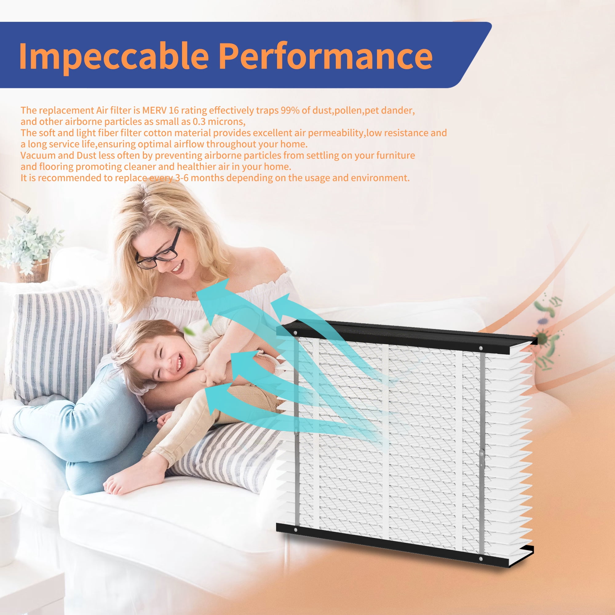 2Pack 216 Replacement Filter,Compatible with AprilAire 216 Whole House Air Purifiers Models,1210,1620,2210,2216,3210,4200,MERV 16 HVAC Furnace Filter Replacement,20x25x4 Air Filter