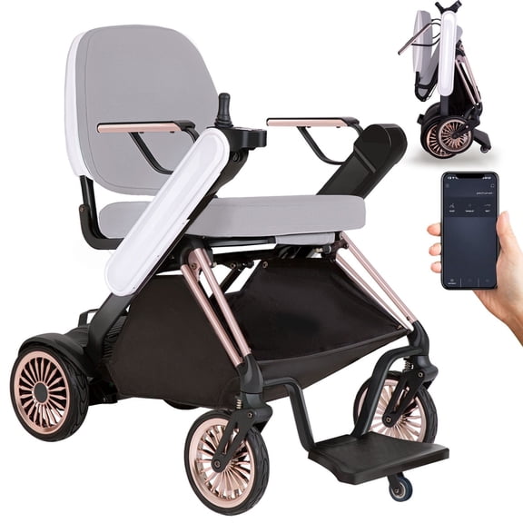 37LBS Lightweight Electric Wheelchair for Adults, One-Touch Auto Folding, 18.6 Miles Range, 220LBS Capacity, App & Joystick Control