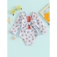 thumbnail image 5 of Musuos Toddler Girls Rash Guard Swimsuit Rompers 1-4T Long Sleeve Floral Print Knot Front Baby Bathing Suit Swimwear, 5 of 10