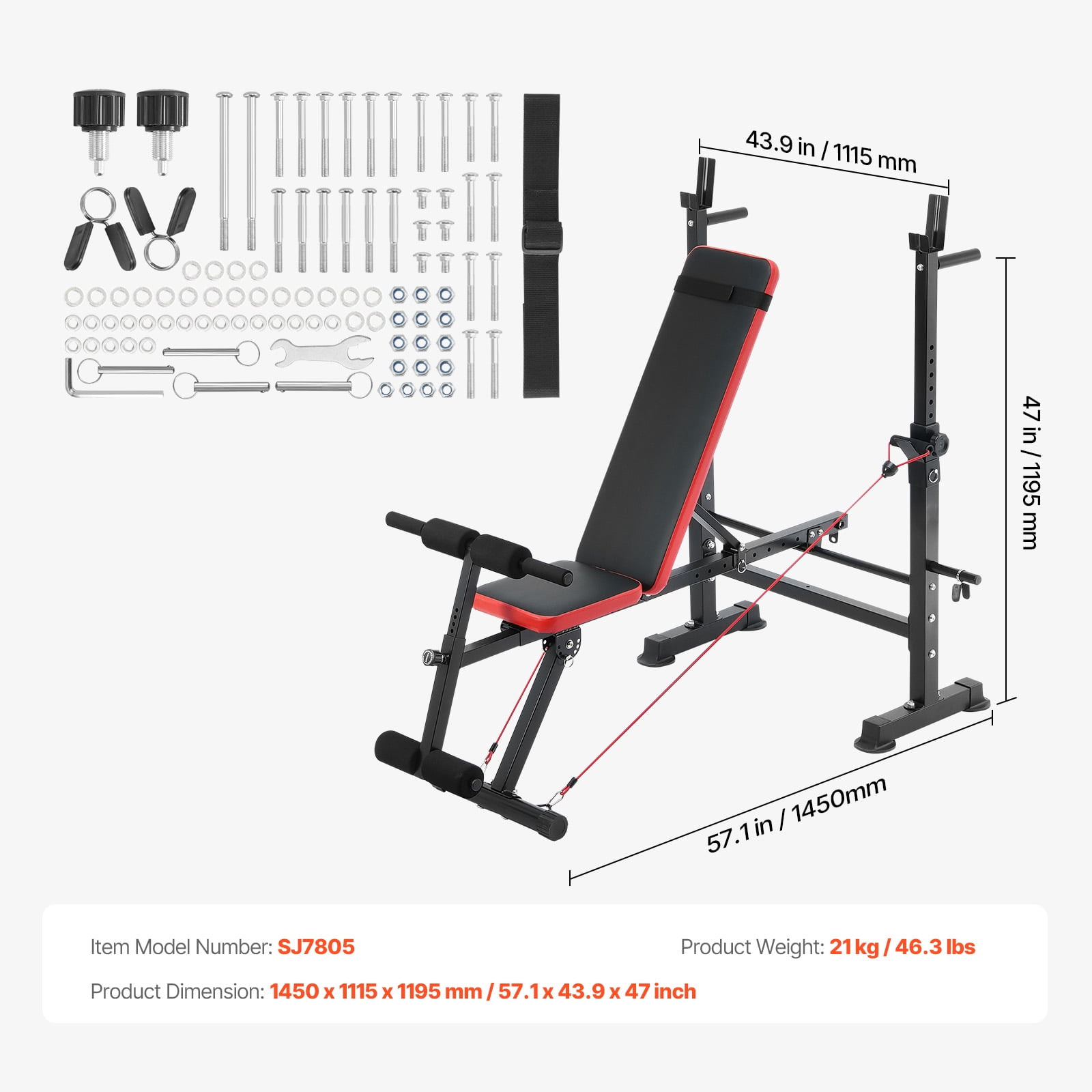 KFFKFF Strength Training Bench, Versatile Workout Bench with Adjustable Settings for Comprehensive Body Exercise, 600lbs Capacity Training Bench for Home Gym, Flat Bench