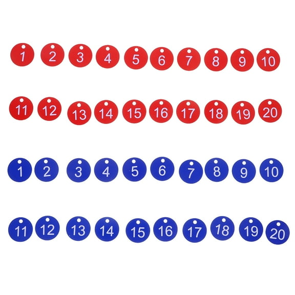 PTOOTP Efficient Numbered Key Tags Waterproof ABS Metal for Key Use Assorted Color 40Pcs