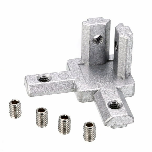 PZRT Lot de 4 2020 Série Connecteur de Support d'Angle 3 Voies, avec Vis pour Profil d'Extrusion en Aluminium à Fente T Standard 6mm