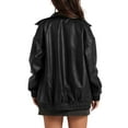 thumbnail image 3 of Leather Jacket Women Faux Oversized Coats 2025 Fall Fashion Outfits Winter Clothes Black S, 3 of 7