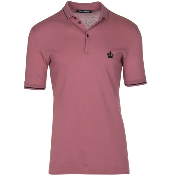 Dolce amp; Gabbana Men's Pink Crown 'Corona' Short Sleeve Polo Shirt