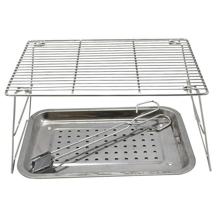 

HOMEMAXS 1 Set Portable Mini Grill Mesh Clip Folding Stainless Steel Rack for Outdoor BBQ