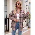 thumbnail image 6 of Womens Classic Button Down Plaid Flannel Shirts Long Sleeve Oversized Casual Business Blouse Tops Light Pink XXL, 6 of 8