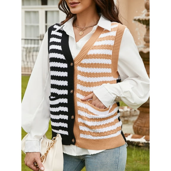charmo essentials Womens Sweater Vest Sleeveless Knit tops