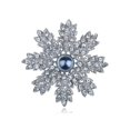 thumbnail image 1 of Stunning Clear Crystal Rhinestone Faux Pearl Christmas Snowflake Pin Brooch, 1 of 5