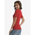 thumbnail image 5 of Womens Tops Crew Neck Summer Short Sleeve Casual Slim Fitted Tshirt, 5 of 6