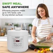 6 QT Electric Pressure Cooker - 9 Function Digital Countertop with Preset Cooking Modes, Adjustable Time & Temp Settings (White)