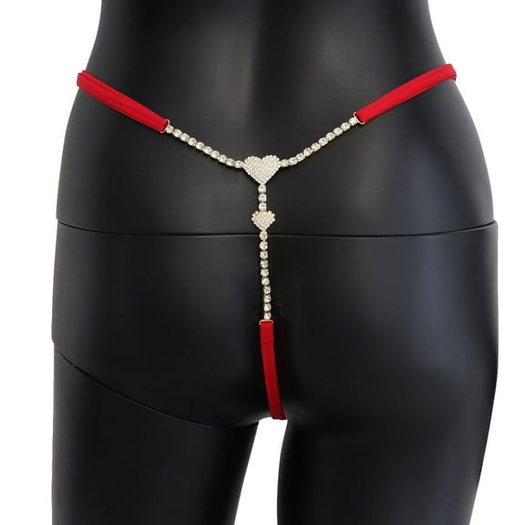 YIGSECU T Back Low Rise Underwear Panties Rhinstones Thongs G String Women Body Chain