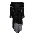 thumbnail image 5 of Idoravan Masquerade dresses for women Solid Color Literary Casual Dress Long Sleeve Off Shoulder Stretch Dress L, 5 of 5