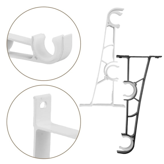 PENIKOKO 4 Pieces Double Rod Curtain Brackets Aluminum Alloy Wall Mount Holders for Layered Window Curtains and Drapes