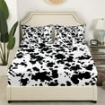 thumbnail image 3 of Cow Print Bedding Set Twin Size,Milk Cow Cattle Bed Sheets Set Teens Adults,Wild Animal Farmhouse Flat Fitted Sheet,Black White Bull Cowhide Top Sheet with 1 Pillowcase, 3 of 6