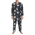 thumbnail image 3 of Fotbe Lilies Flowers Pijama de Hombre con Estampado de Manga Larga, Conjunto de 2 Piezas, Ropa de Dormir Suave y Cómoda con Bolsillos-Large, 3 of 7