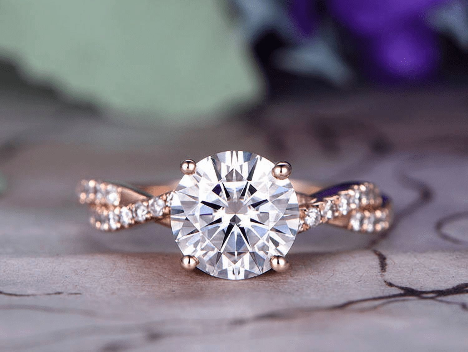 HeartsAndYou 1.6ct Round Cut Moissanite Engagement Ring for Women Infinity Promise 18k Rose Gold Over Silver