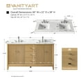thumbnail image 3 of Vanity Art 60" Bathroom Vanity with Sinks and Engineered Marble Top, Freestanding Storage Cabinet with 2 Drawers, 2 Shelves and 1 Flip Down Tray, 3 of 6