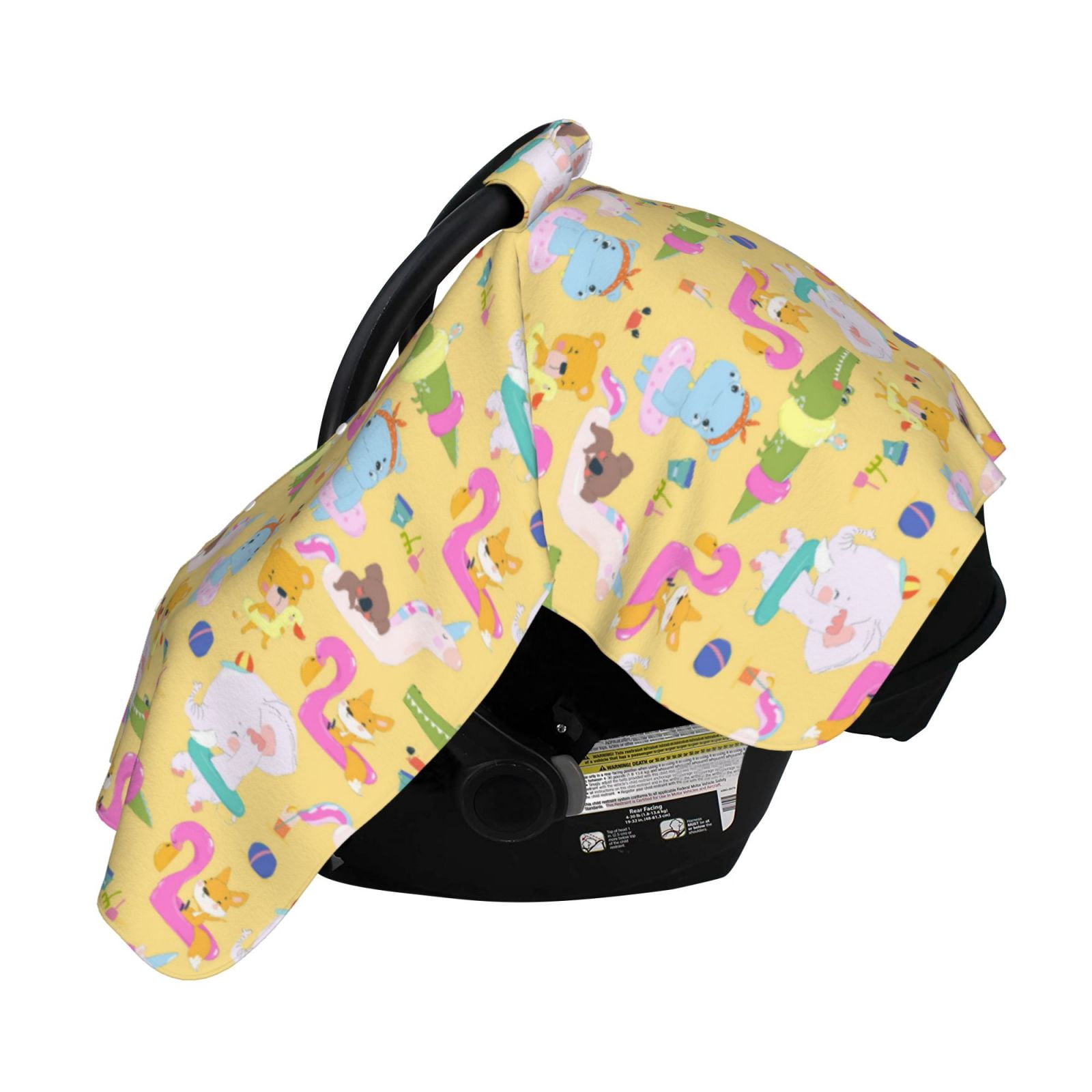 Naloa Summer Animals Baby Car Seat Cover, Breathable Baby Carrier Cover, Multiuse Baby Carrier Cover & Nursing Breastfeeding Cover