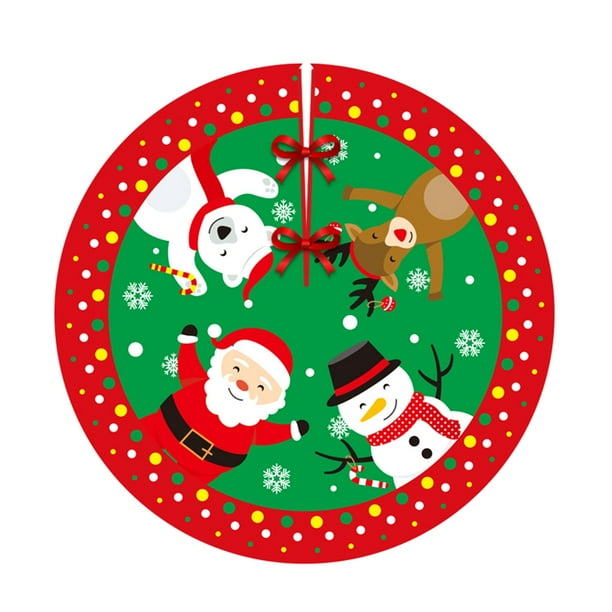 Txlixc Falda de árbol de Navidad de 35 pulgadas, alce de dibujos animados / almohadilla de Navidad de impresión de copo de nieve Txlixc moda