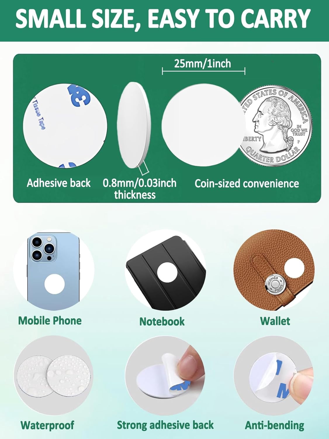 50Pcs NFC Tags NTAG215 Tag Stickers, Rewritable 215 Blank Coins with Adhesive Back, 25mm Round Chip 504 Bytes Memory Compatible TagMo and Enabled Devices