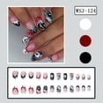 thumbnail image 2 of 24Pcs Halloween Press On Nails Black White, Spider Web Drip and Pumpkin Design Medium Length Fake Nails with Glossy Finish, Reusable False Nail Tips for Women, DIY Festive Party Manicure Set, 2 of 6