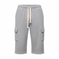 thumbnail image 4 of BiZtdJrK Mens Capri Sweatpants with Pockets Drawstring Elastic Waist Straight Leg Cargo Capris Loose Fit Comfy Solid Color Summer Pants Gray XL, 4 of 7
