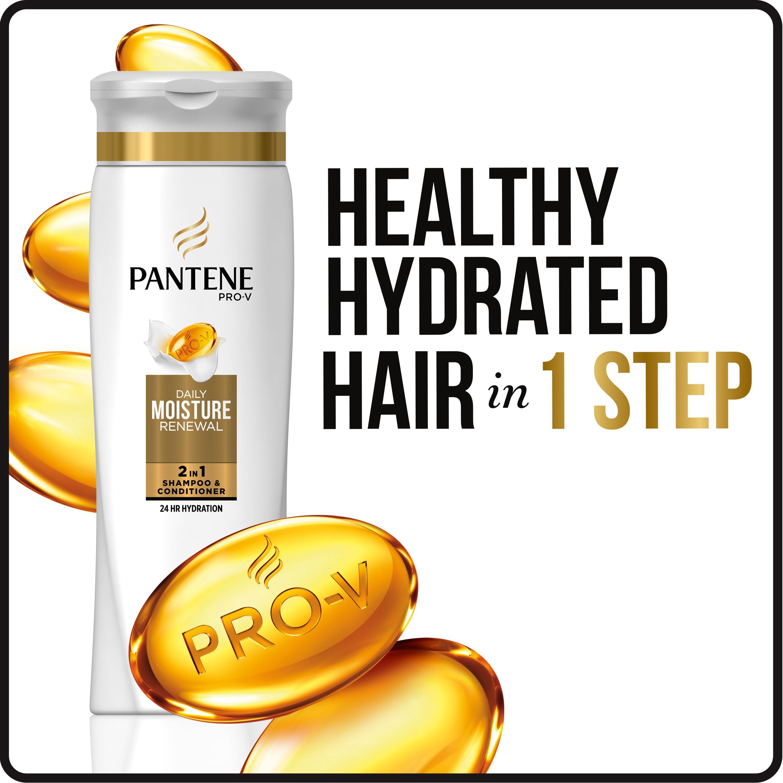 Pantene Pro-V Daily Moisture Renewal 2 in 1 Shampoo & Conditioner, 20.1 fl oz with Intense Rescue Shot
