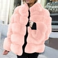 thumbnail image 2 of Odeerbi Womens Faux Fox Furry Overcoat Thicken Fleece Jacket Winter Fuzzy Coat Plus Size Winter Warm Coat Loose Stand Collar Plush Jacket Pink, 2 of 6