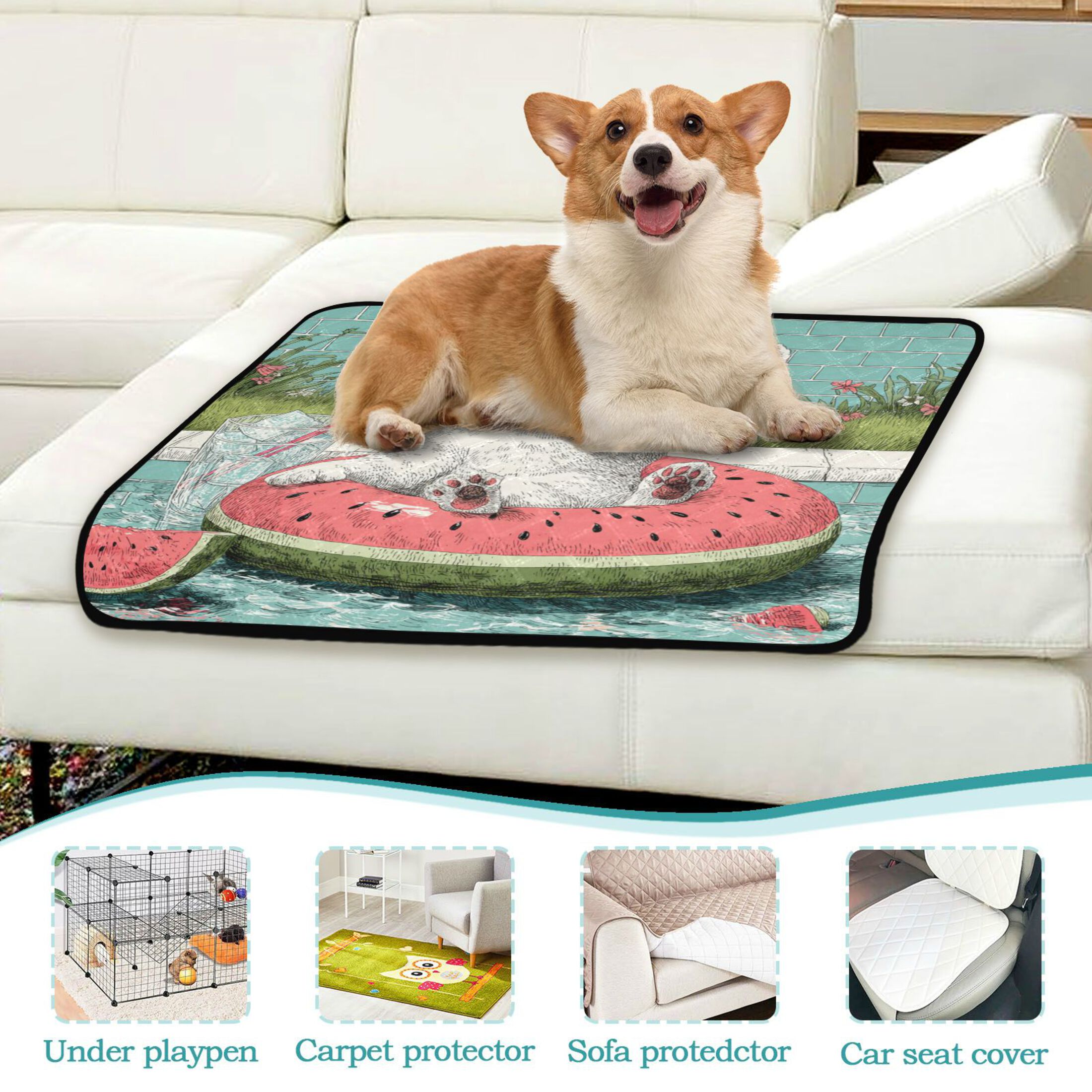 Qxltty Party Kitty Cat litter Pads Pet Set of 3 Diaper Mats Center Anti-leakage Layer Absorbent Soft and Comfortable