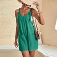thumbnail image 4 of Sewkxo Rompers for Women Trendy Linen Sleeveless Crew Neck Shortalls Adjustable Tie-Up Strap Casual Baggy Fit Summer Shorts Rompers with Pockets,Fluorescent Green L, 4 of 6