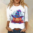 thumbnail image 2 of Camisa para mujer, moda informal, manga raglán, cuello redondo, manga 3/4, suelta, camiseta estampada de Halloween, top para mujer, 2 of 7