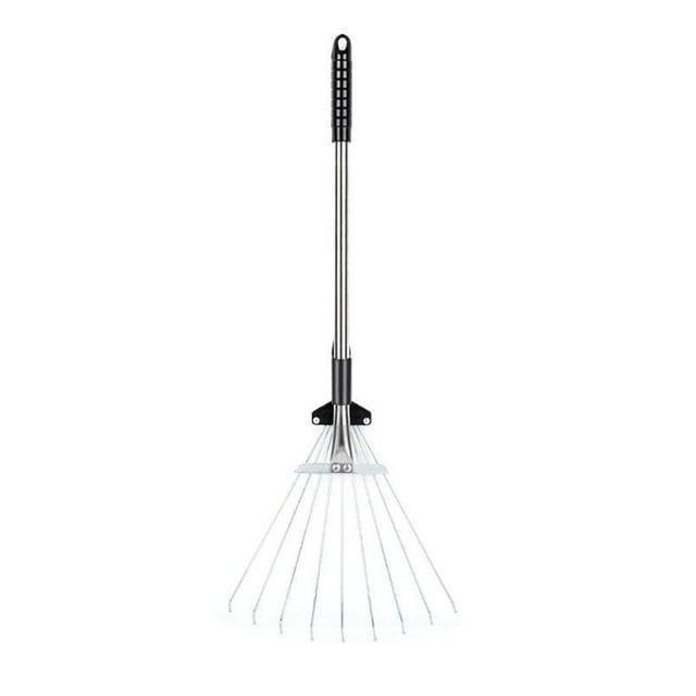 Feltree Râteau de Jardin Rétractable pour Feuilles Caduques Râteau Râteau de Jardin Acier Inoxydable Tête Ronde Râteau à Herbe Râteau à Feuilles Caduques Outils de Jardin