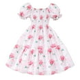 thumbnail image 1 of Robe Fille Manches Courtes Robes Soleil Robe Chic Robe Trapèze Robe Smockée Robe Fille Anniversaire, 1 of 9