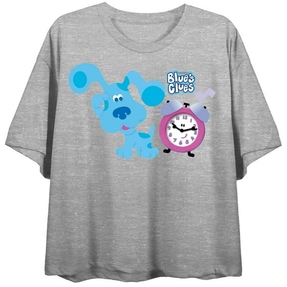 Blues Clues Classic Cowboy Blue Juniors Athletic Heather Gray Crop T-shirt-XL