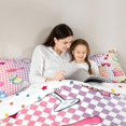 thumbnail image 4 of Manfei Children Cosmetics Perfume Bedding Comforter Set 7-Piece,Colorful Geometric Plaid King Bedding Sets,Make Up Lipsticks Bed Sheets For Girls,Breathable Home Decor,Reversible, 4 of 8