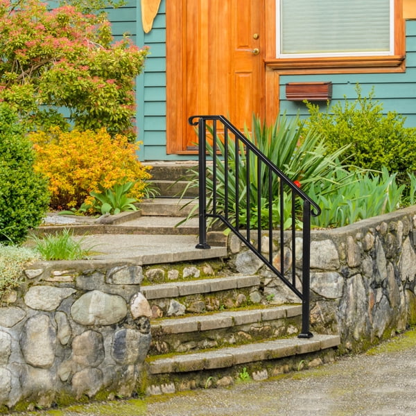 Matte Black Outdoor 3 Level Iron Handrail, Suitable for Gardens, Residential Buildings, Commercial Office Buildings, Hotels