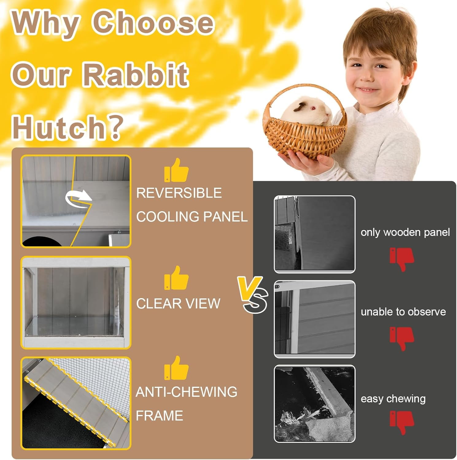 LEHOME Rabbit Hutch Indoor - Weatherproof, Multi-Level, Easy Assembly, Lockable, and Comfortable
