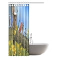 thumbnail image 2 of MYPOP Bird Congregation on Weathered Fence Board Bathroom Shower Curtain Set with Hooks, 48 X 72 Inches, 2 of 3