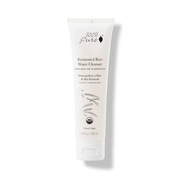 100% PURE Fermented Rice Water Cleanser, Face Wash, Skin Care For All Skin Types, Daily Makeup Remover, Natural Face Wash for Clear Skin - 3.4 Fl Oz