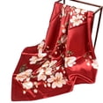 thumbnail image 2 of Eoperou Exquisite Sunscreen Decorative Silk Scarf Women Elegant Peach Blossom Pattern Square Shawl Costume Accessories, 2 of 8