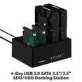 thumbnail image 2 of Estación de acoplamiento Sabrent DS-U3B4 de 4 bahías USB 3.0 SATA 2.5/3.5 SABRENT Clonador 2.5"/3.5" HDD/SSD, 2 of 8
