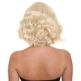 thumbnail image 6 of HPO Adult Women's Chilling Witch Wavy Bob Cosplay Wig with Black Ribbon Blonde Color Synthetic Fiber, 6 of 10