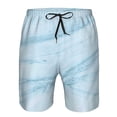 thumbnail image 3 of Cauagu Blue Marble Print Men's Swim Trunks,Hawaiian Bathing Suit Swimsuits Beach Shorts with Pockets for Men Quick Dry Swimming Board Shorts-Small, 3 of 6