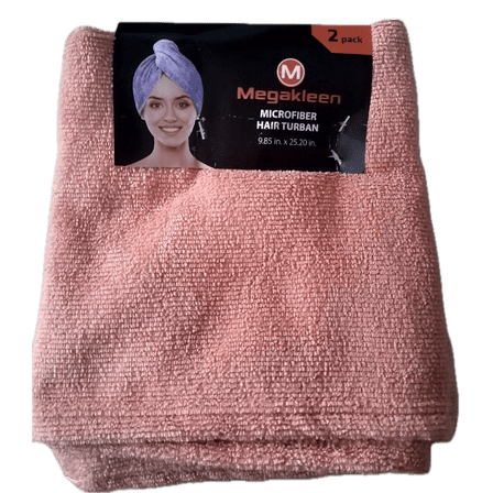 Megakleen Hair Towel Wrap for Women (Pack of 2) | Quick-Dry Microfiber Hair Turban with Elastic Loop | Super Absorbent Hair Drying Towel for Ladies & Girls (Pink & Orange)