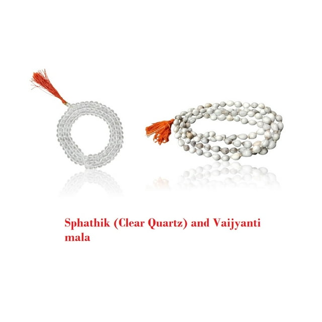 Kamada Combination of Crystal quartz(Sphatik) mala and exquisite Vaijyanti mala,Spritual Necklace/rosary for Women and Men