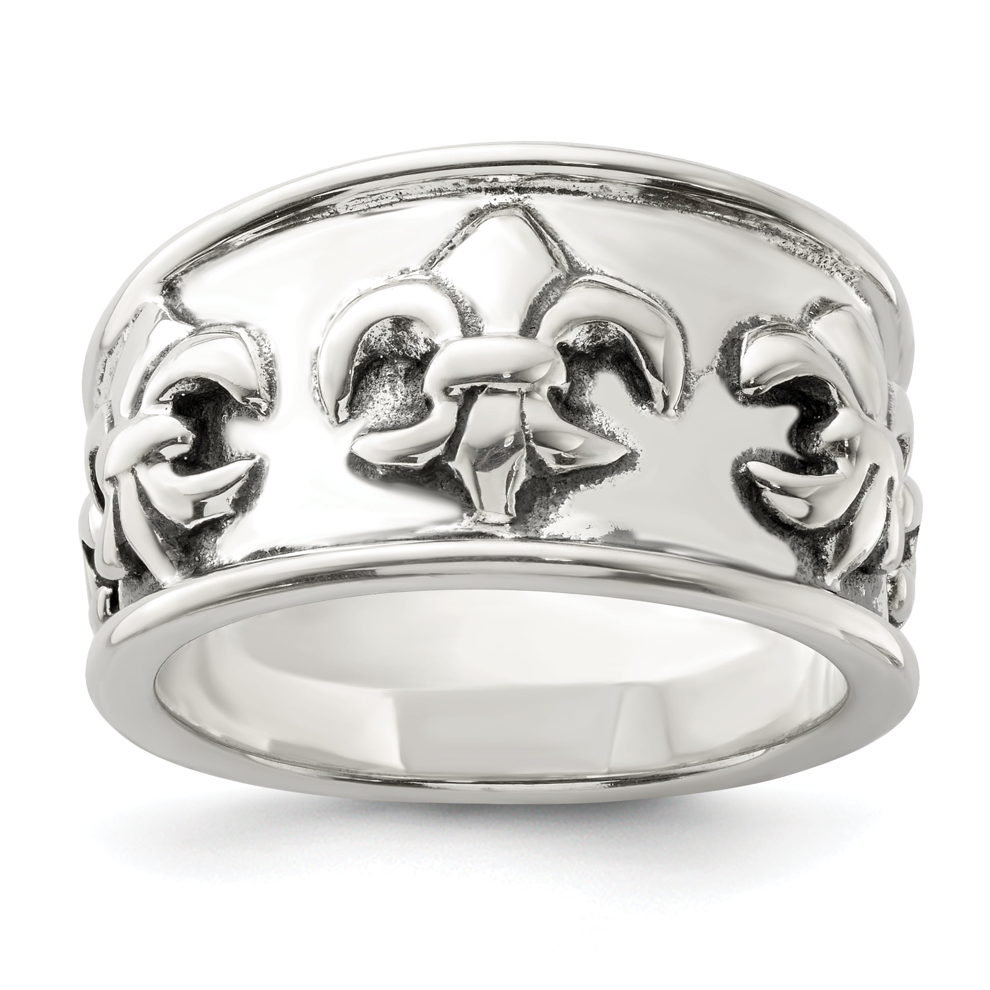 R707 Details about   Sterling Silver Fleur de Lis Band Ring
