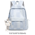 thumbnail image 2 of Cute Aesthetic School Backpack, Spacious Backpack with Pendant, Lightweight Breathable Bookbag for Middle School College (Blue), 2 of 5