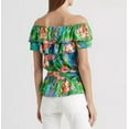 thumbnail image 2 of Women's Floral Jersey Off The Shoulder Blouse Top Green X-Large, 2 of 5